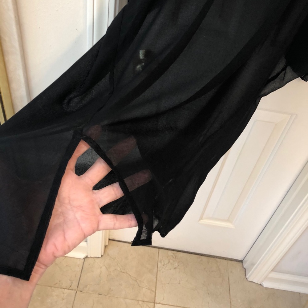 Tunic, black sheer with neck detail, full fit, Holiday or Cocktail perfect Sz XL - Picture 2 of 7
